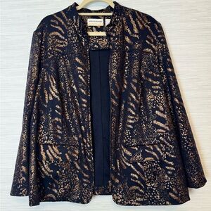 Alfred Dunner Zip Front Jacket- Metalic Zebra Print: Women’s 16W